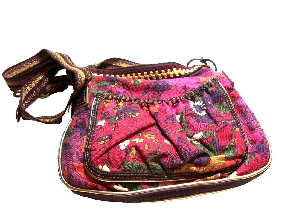 Sakroots Crossbody Bag Floral Canvas Fabric Adjustable Strap Boho Lightweight